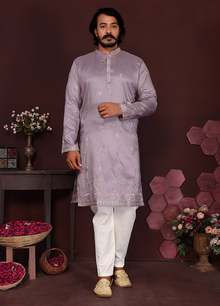 Purple Silk Kurta & Pajama Set