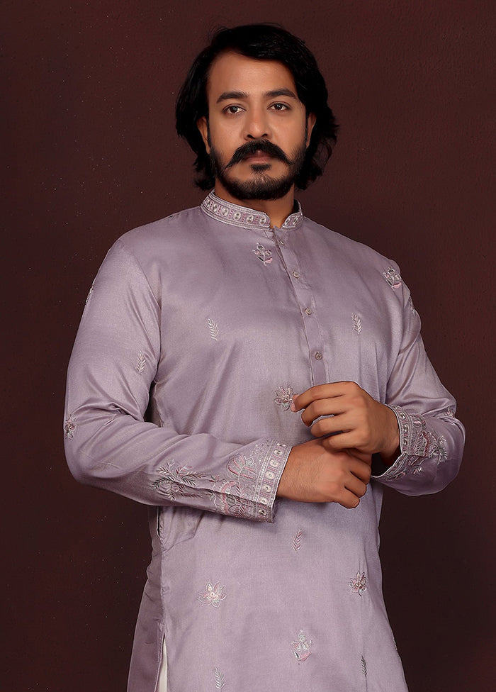 Purple Silk Kurta & Pajama Set