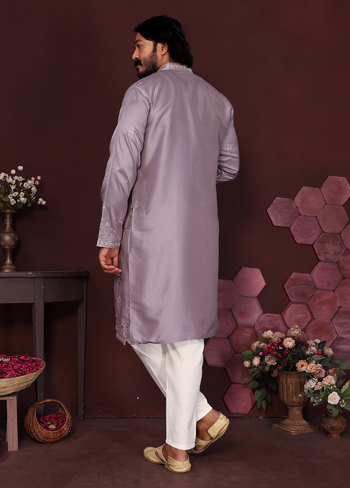 Purple Silk Kurta & Pajama Set