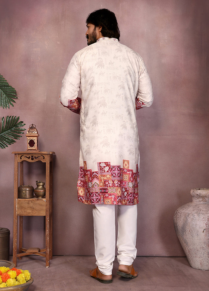 White Cotton Kurta & Pajama Set