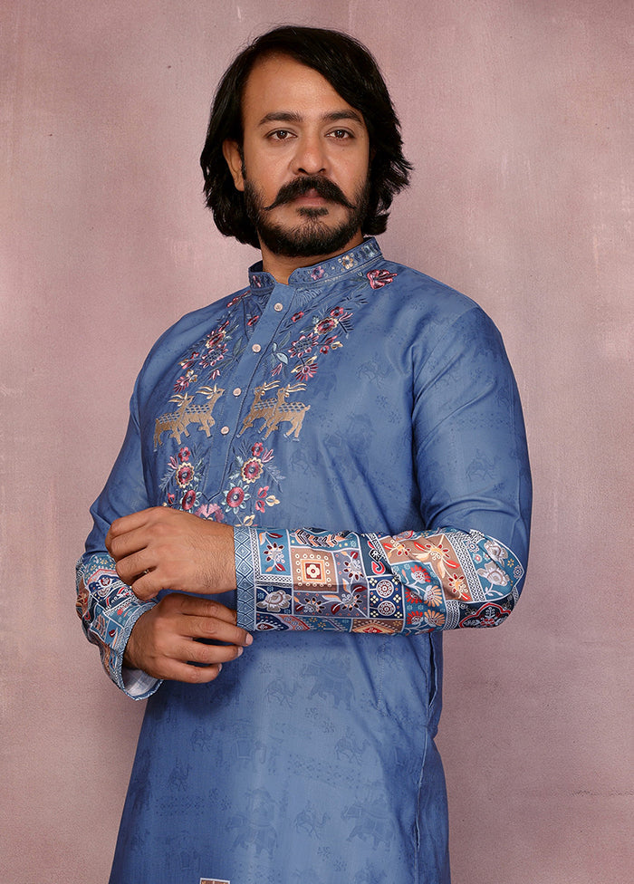 Blue Cotton Kurta & Pajama Set