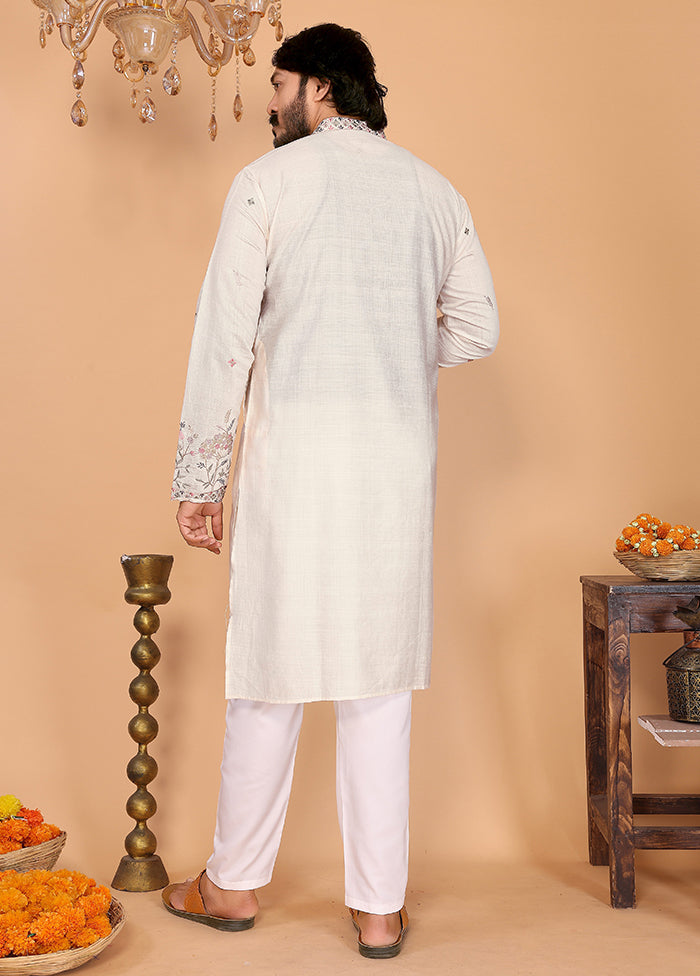 White Cotton Kurta & Pajama Set