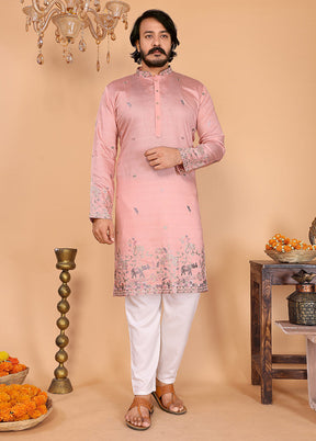 Peach Cotton Kurta & Pajama Set