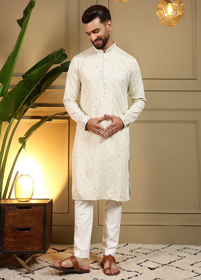 Cream Cotton Kurta & Pajama Set