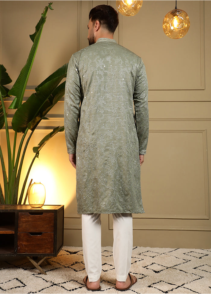 Green Cotton Kurta & Pajama Set