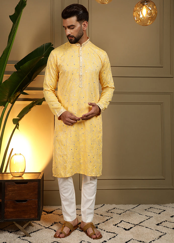 Yellow Cotton Kurta & Pajama Set