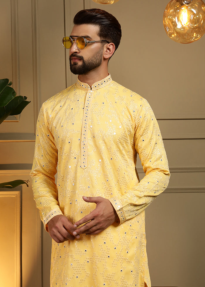 Yellow Cotton Kurta & Pajama Set