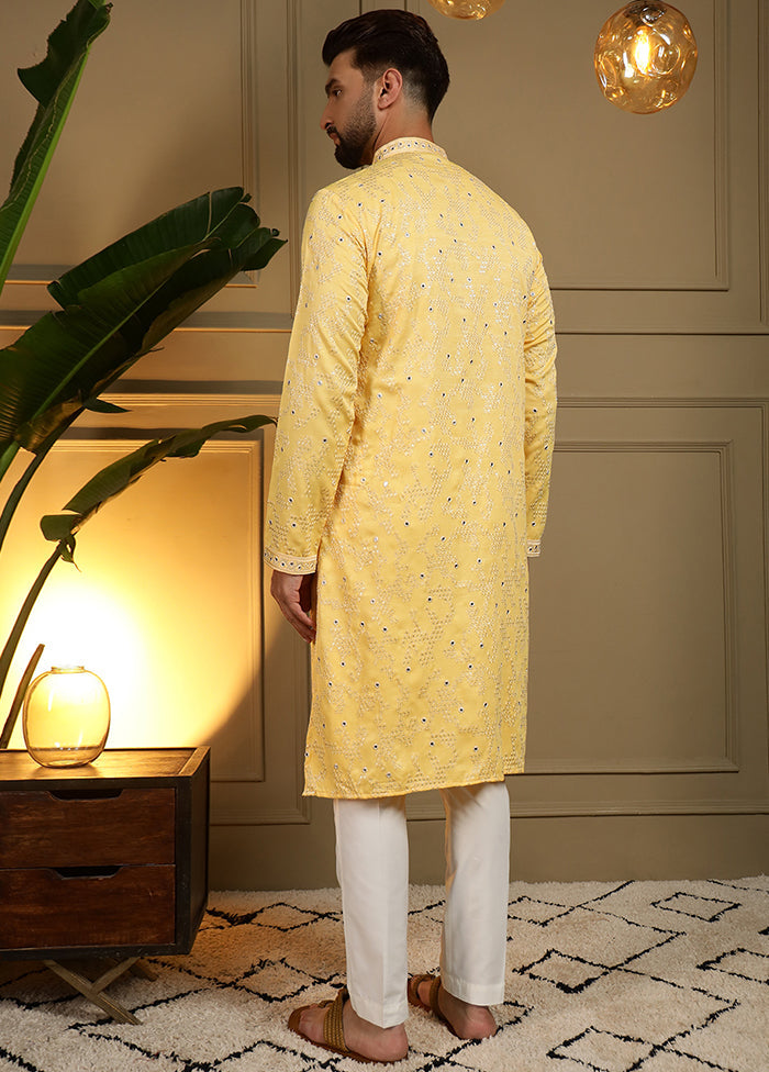 Yellow Cotton Kurta & Pajama Set