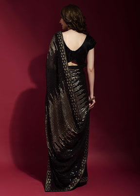 Black Georgette Saree With Blouse Piece