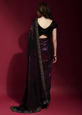 Wine Georgette Saree With Blouse Piece - Indian Silk House Agencies