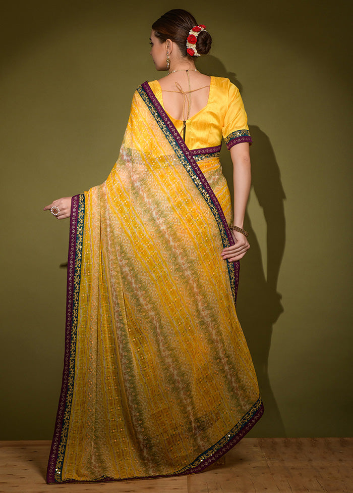 Yellow Georgette Saree With Blouse Piece - Indian Silk House Agencies