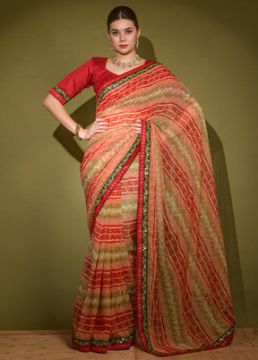 Red Georgette Saree With Blouse Piece - Indian Silk House Agencies