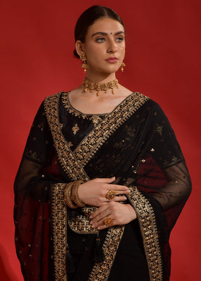 Black Georgette Saree With Blouse Piece - Indian Silk House Agencies