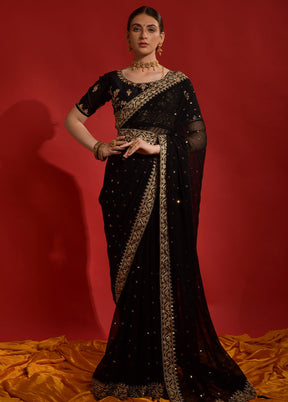 Black Georgette Saree With Blouse Piece - Indian Silk House Agencies