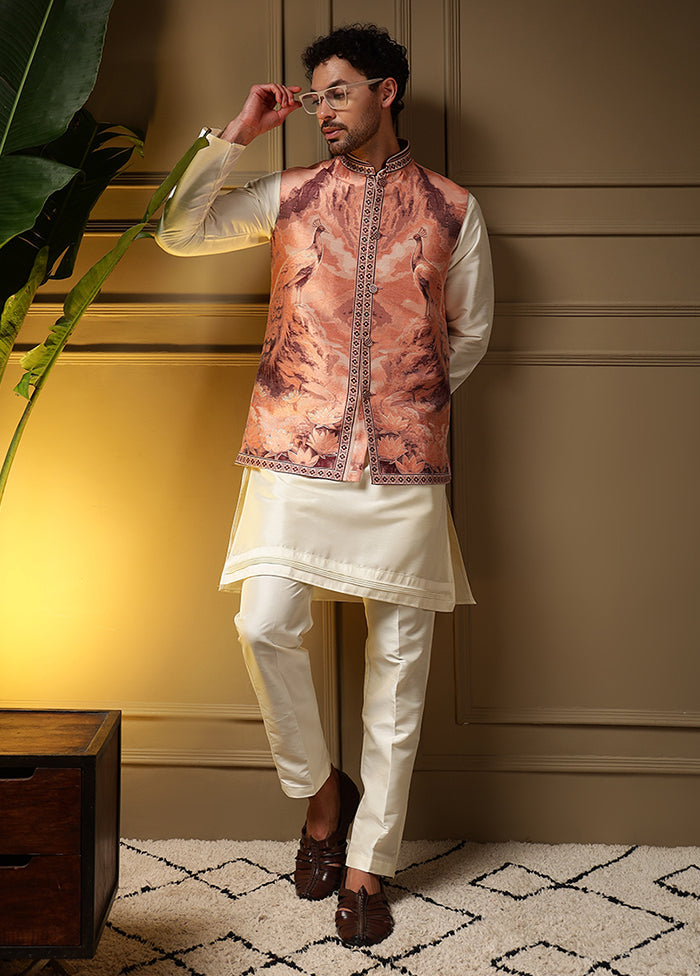 Peach Silk Kurta & Pajama Set