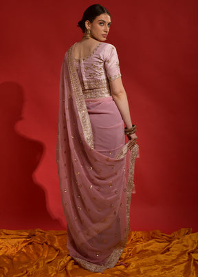 Peach Georgette Saree With Blouse Piece - Indian Silk House Agencies