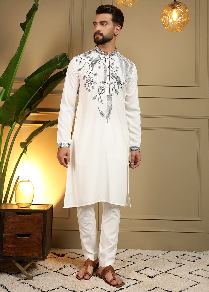 White Silk Kurta & Pajama Set