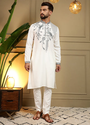White Silk Kurta & Pajama Set