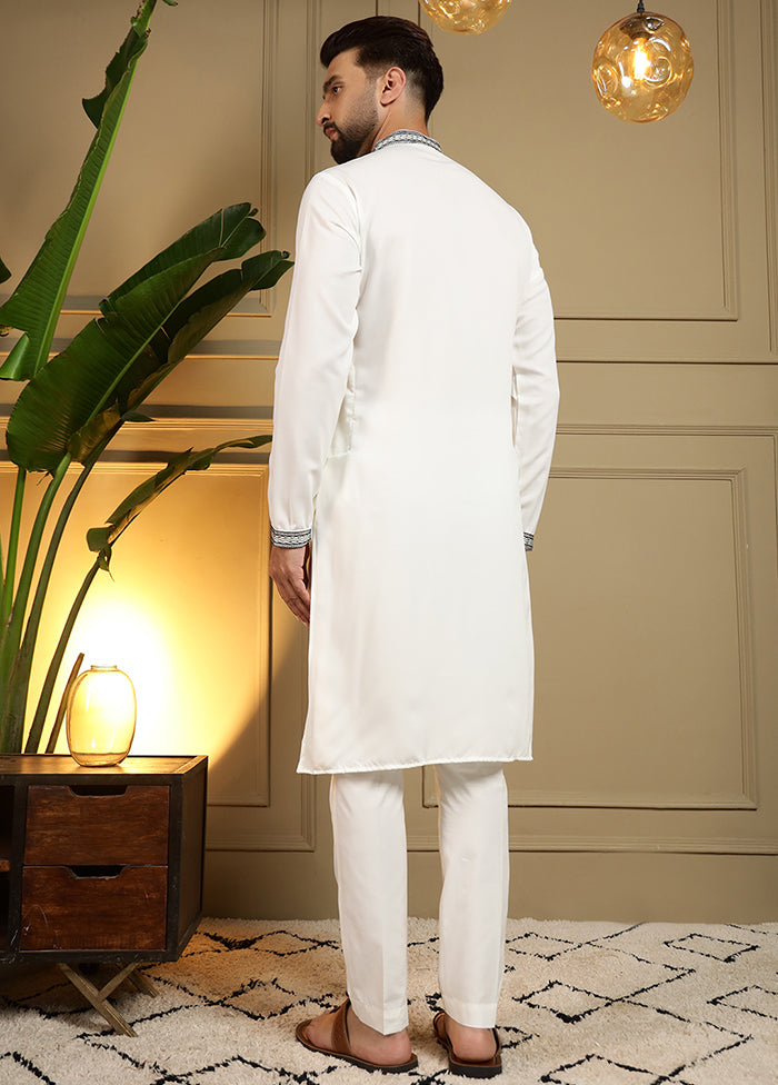White Silk Kurta & Pajama Set