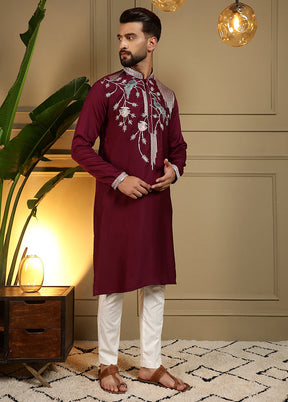 Maroon Silk Kurta & Pajama Set