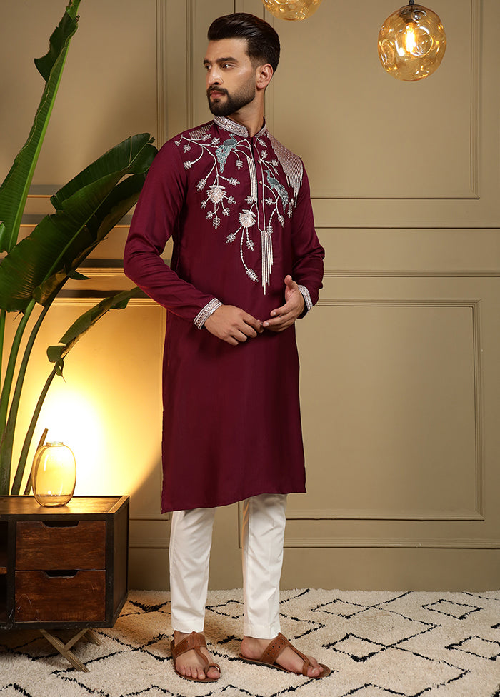 Maroon Silk Kurta & Pajama Set