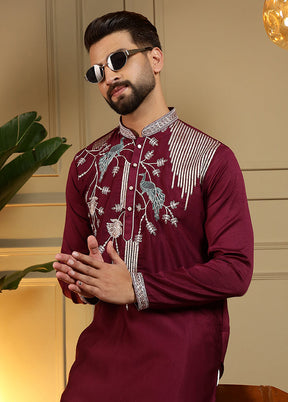 Maroon Silk Kurta & Pajama Set