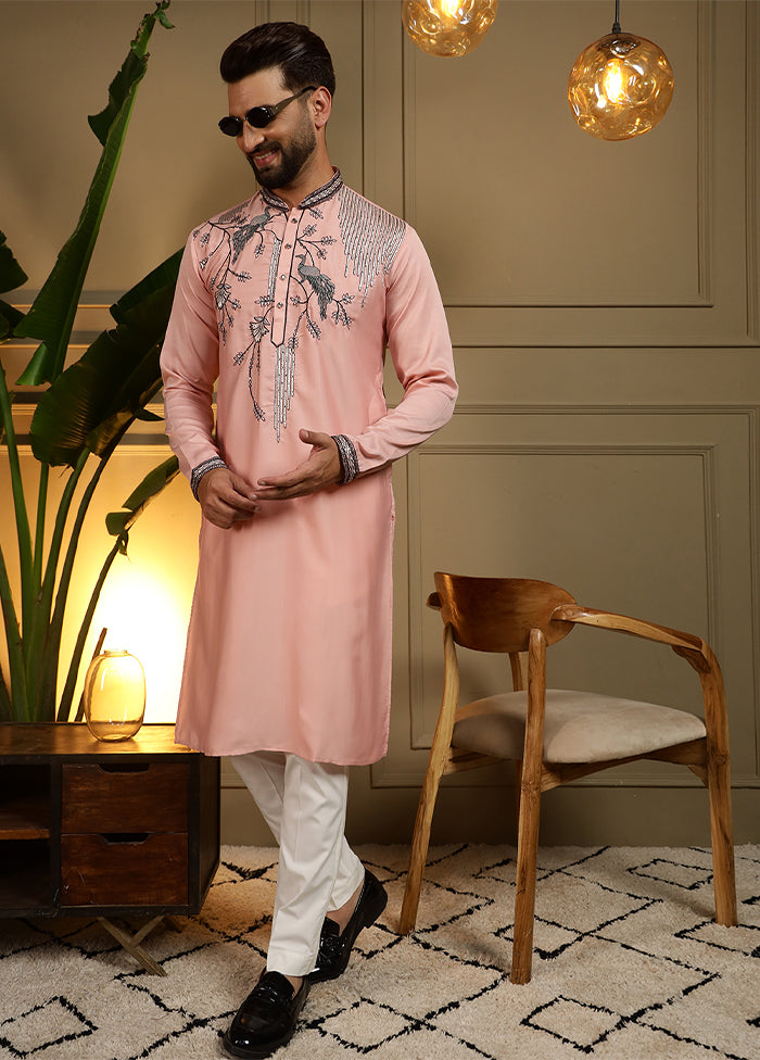 Peach Silk Kurta & Pajama Set