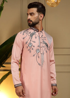 Peach Silk Kurta & Pajama Set