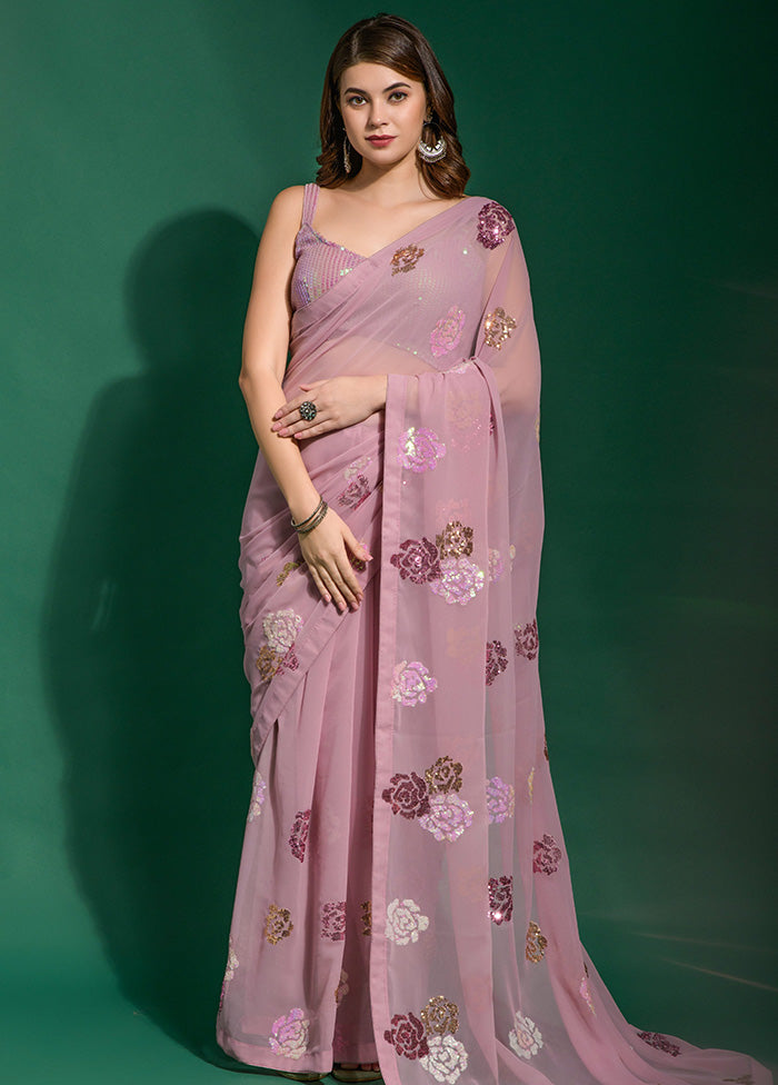 Pink Georgette Saree With Blouse Piece - Indian Silk House Agencies