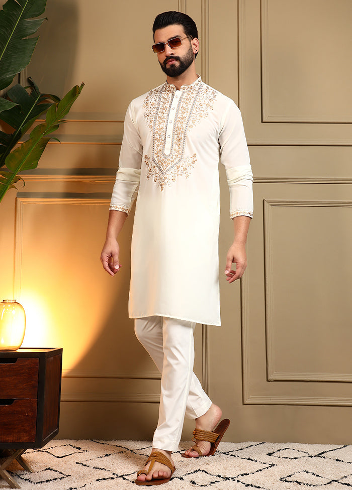White Silk Kurta & Pajama Set
