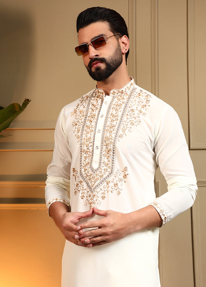 White Silk Kurta & Pajama Set