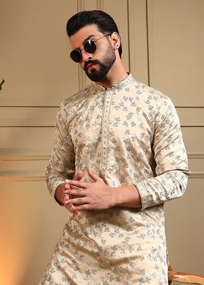 Cream Silk Kurta & Pajama Set