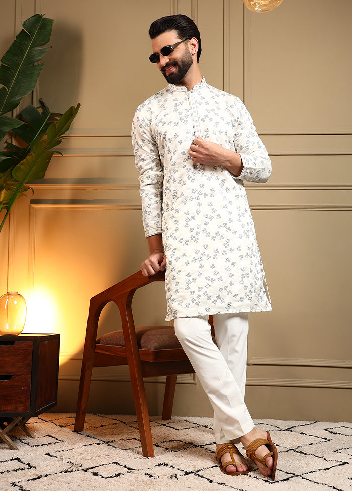 Cream Silk Kurta & Pajama Set