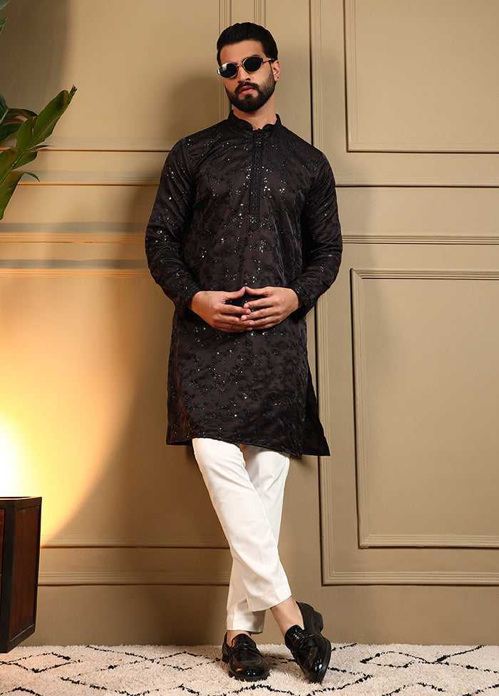 Black Silk Kurta & Pajama Set