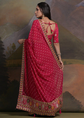 Pink Georgette Saree With Blouse Piece - Indian Silk House Agencies