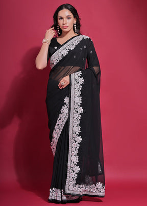 Black Georgette Saree With Blouse Piece - Indian Silk House Agencies