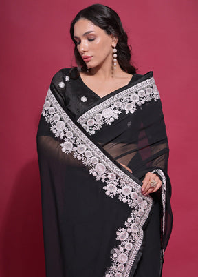 Black Georgette Saree With Blouse Piece - Indian Silk House Agencies