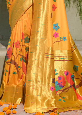 Yellow Dupion Silk Saree With Blouse Piece - Indian Silk House Agencies