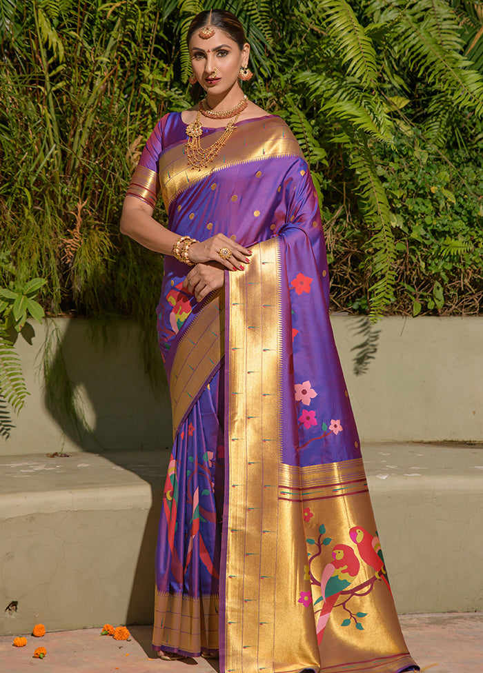 Purple Dupion Silk Saree With Blouse Piece - Indian Silk House Agencies