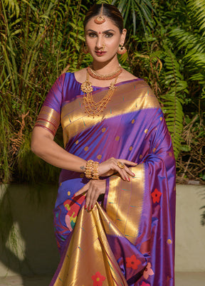 Purple Dupion Silk Saree With Blouse Piece - Indian Silk House Agencies