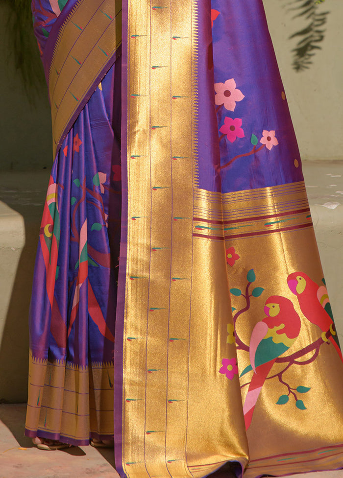 Purple Dupion Silk Saree With Blouse Piece - Indian Silk House Agencies