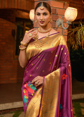 Wine Dupion Silk Saree With Blouse Piece - Indian Silk House Agencies