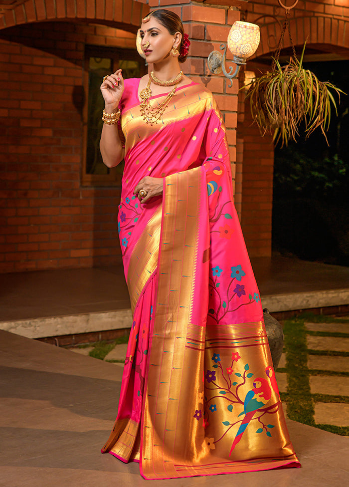 Baby Pink Dupion Silk Saree With Blouse Piece - Indian Silk House Agencies