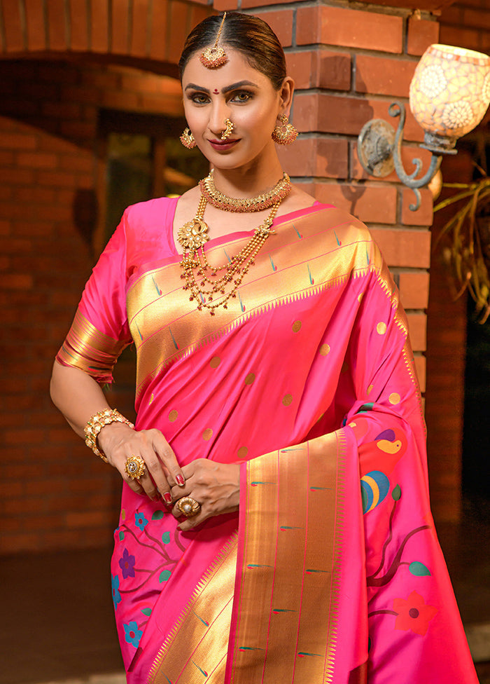 Baby Pink Dupion Silk Saree With Blouse Piece - Indian Silk House Agencies