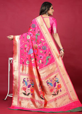 Pink Dupion Silk Saree With Blouse Piece - Indian Silk House Agencies