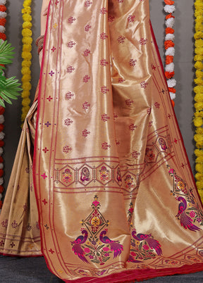 Maroon Dupion Silk Saree With Blouse Piece