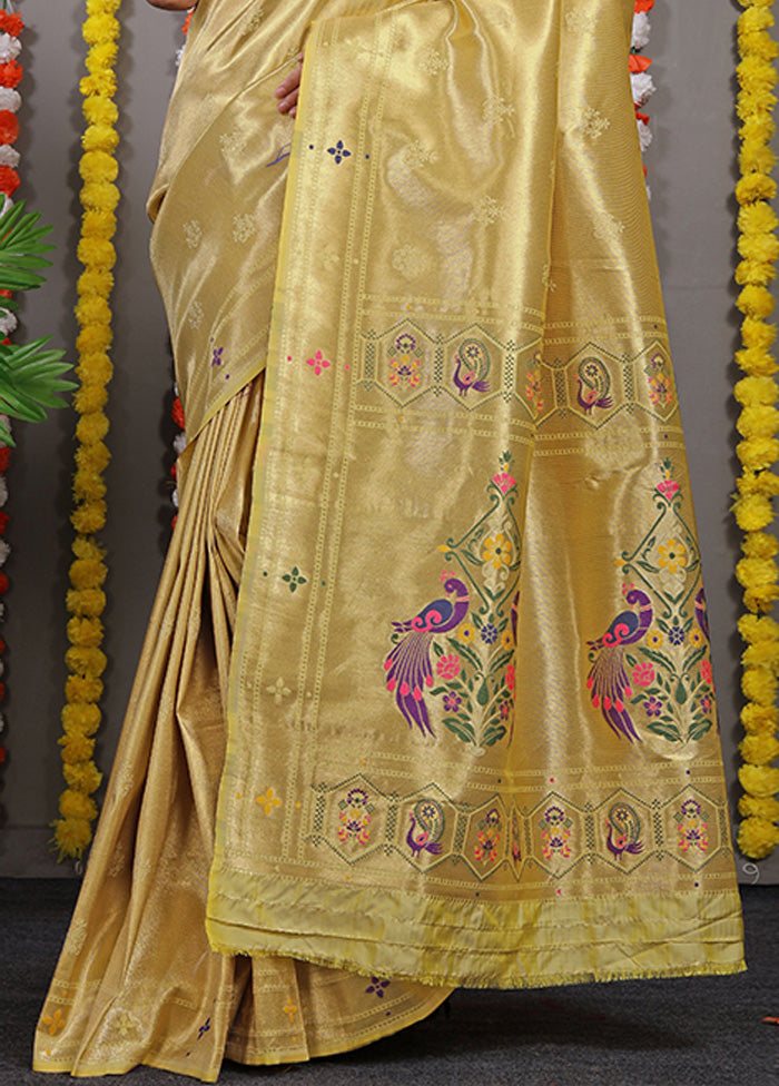 Mehendi Dupion Silk Saree With Blouse Piece