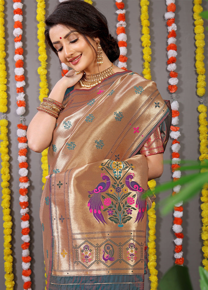 Grey Dupion Silk Saree With Blouse Piece