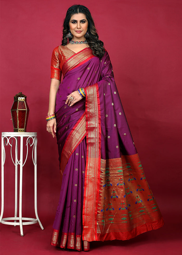 Purple Dupion Silk Saree With Blouse Piece - Indian Silk House Agencies