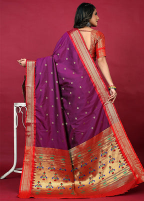 Purple Dupion Silk Saree With Blouse Piece - Indian Silk House Agencies